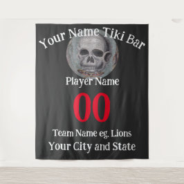 Tiki Bar number name city Staat Slogan T - Shirt Wandteppich