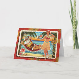Tiki Bar Santa Claus Weihnachtskarte Feiertagskarte