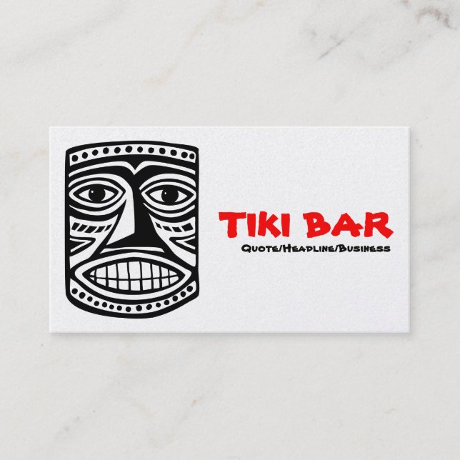 Tiki Bar - Schwarz, Rot und Weiß (Gold) Visitenkarte (Vorderseite)
