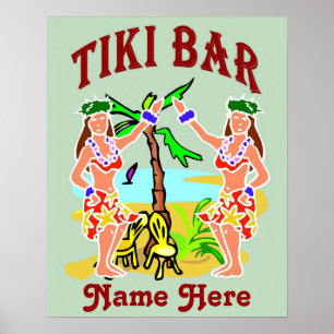 Tiki Bar Sign Name Poster