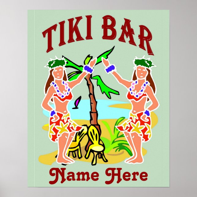 Tiki Bar Sign Name Poster (Vorne)