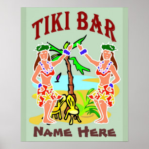Tiki Bar Sign Name Poster