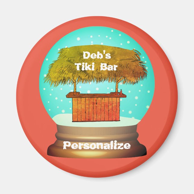 Tiki Bar Sommer Strand Thema Schneeglobe Magnet (Vorne)
