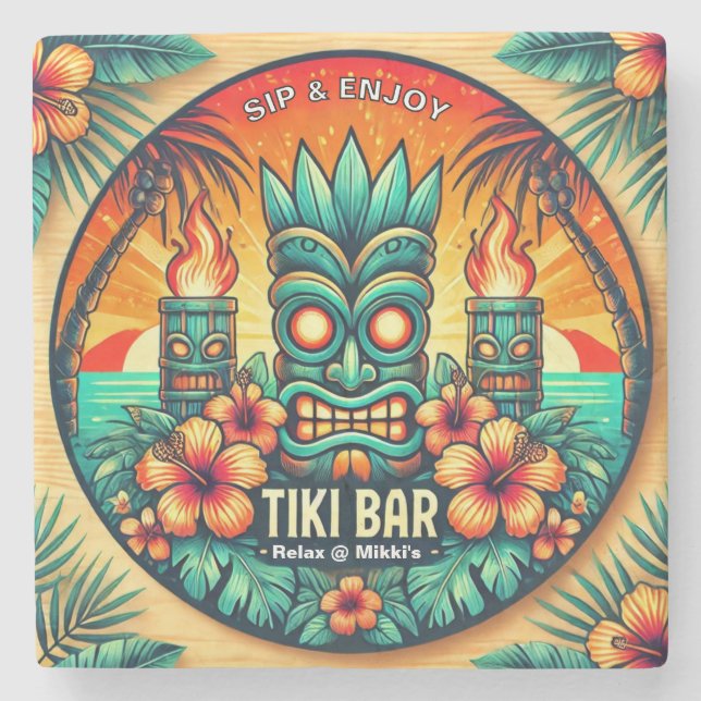 Tiki Bar Stone Untersetzer (Vorderseite)