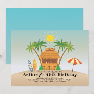 Tiki Bar Summer Birthday Party Einladung