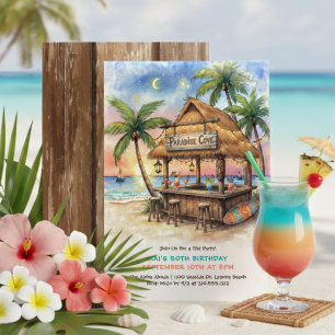 Tiki-Bar Tropicaler Strand Geburtstagsparty Einladung