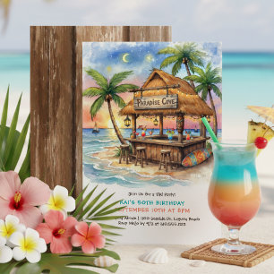 Tiki-Bar Tropicaler Strand Geburtstagsparty Einladung