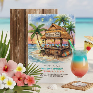 Tiki-Bar Tropicaler Strand Geburtstagsparty Einladung