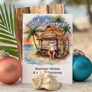 Tiki-Bar Weihnachten am tropischen Strand mit Sant