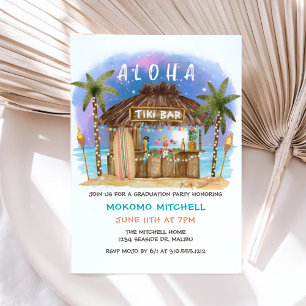 Tiki Beach Bar Tropical Graduation Party Einladung