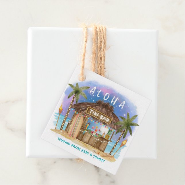 Tiki Beach Bar Tropical Surf & Sea Vielen Dank Geschenkanhänger (Beispiel)