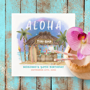 Tiki Beach Bar Tropischer Mond Sterne Geburtstag Serviette