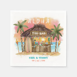 Tiki Beach Bar | Tropischer Sonnenuntergang Surf & Serviette