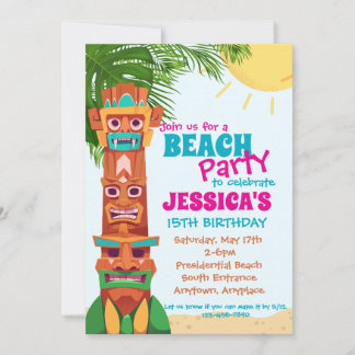 Tiki Beach Party Einladung zum Geburtstag