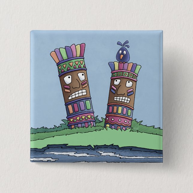 Tiki Bird Plum Button (Vorderseite)