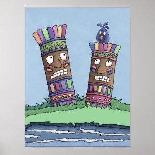 Tiki Bird Plum Poster
