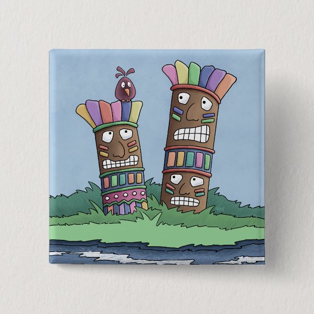 Tiki Bird Rosenknospe Button (Vorderseite)