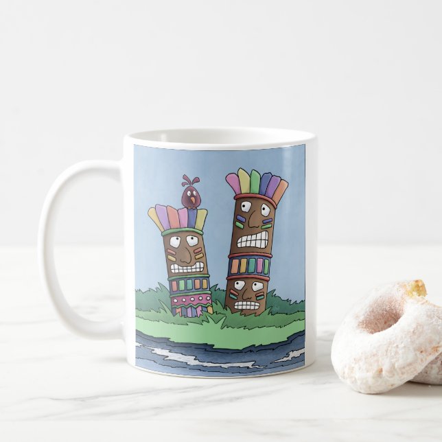 Tiki Bird Rosenknospe Coffee Tasse (Mit Donut)
