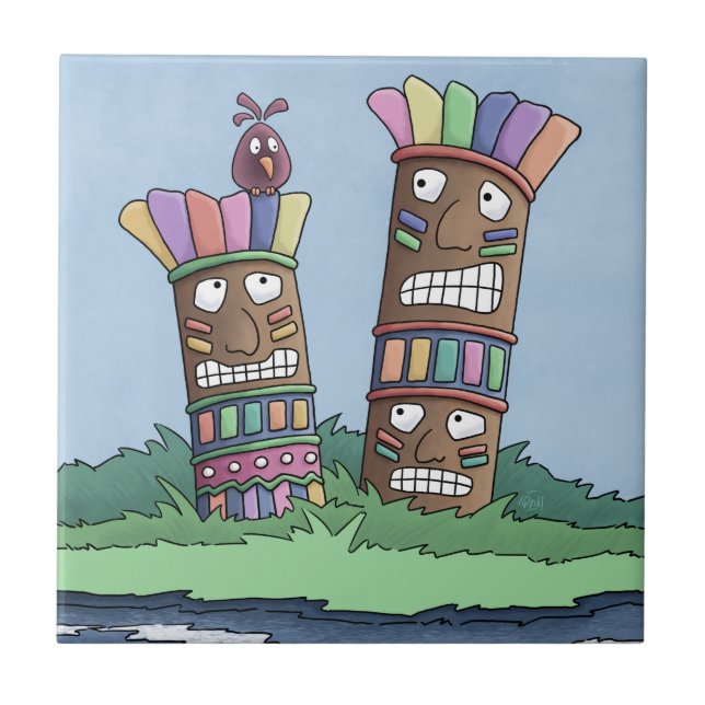 Tiki Bird Rosenknospe Keramik Tile Fliese (Vorderseite)
