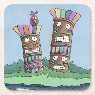 Tiki Bird Rosenknospe Square Paper Untersetzer