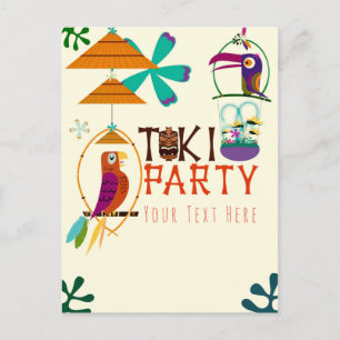 Tiki Birds Geburtstagsparty Vintag Luau Event Einladungspostkarte