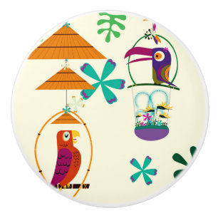 Tiki Birds Vintag Retro Art Sommer Tropical Keramikknauf