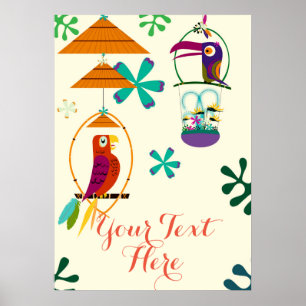 Tiki Birds Vintag Retro Personalisiert Banner Poster