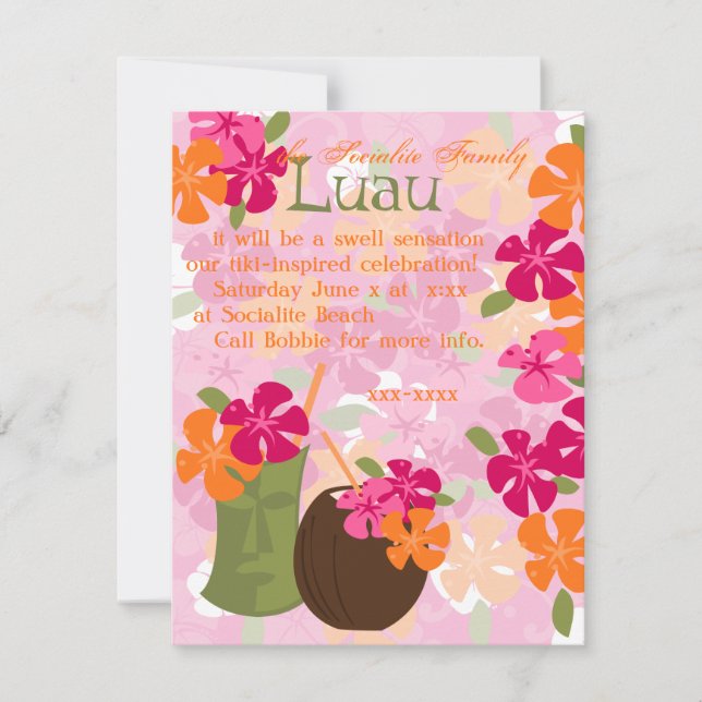 Tiki Blossoms Einladung (Vorderseite)