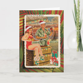 Tiki Couple Tropical Beach Weihnachtskarten Feiertagskarte