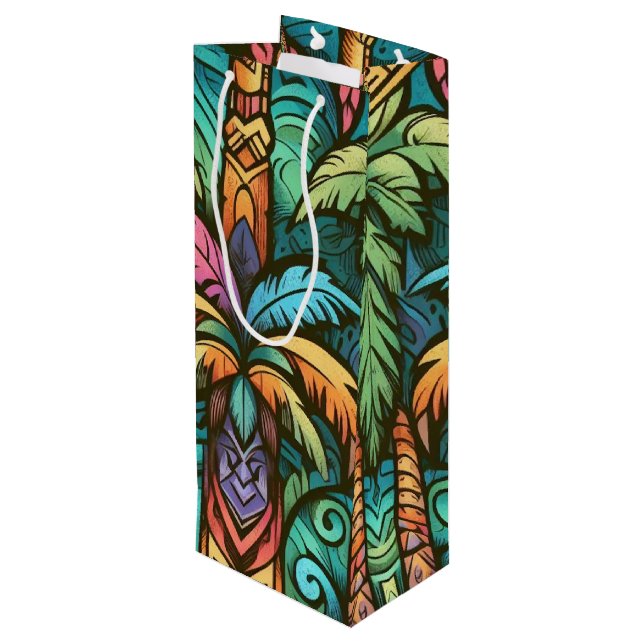 Tiki Culture Gift Bag 01 Geschenktüte Für Weinflaschen (Rückseite Schrägansicht)
