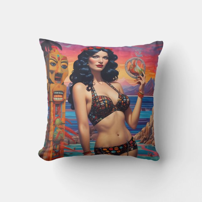 Tiki Dream Beach Daydream - Ken Gage Art Kissen (Vorderseite)