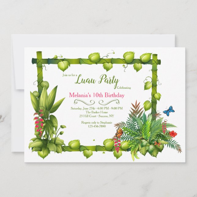 Tiki Frame Birthday Party Einladung (Vorderseite)