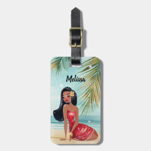 Tiki Girl Tropischer Urlaub Gepäckanhänger