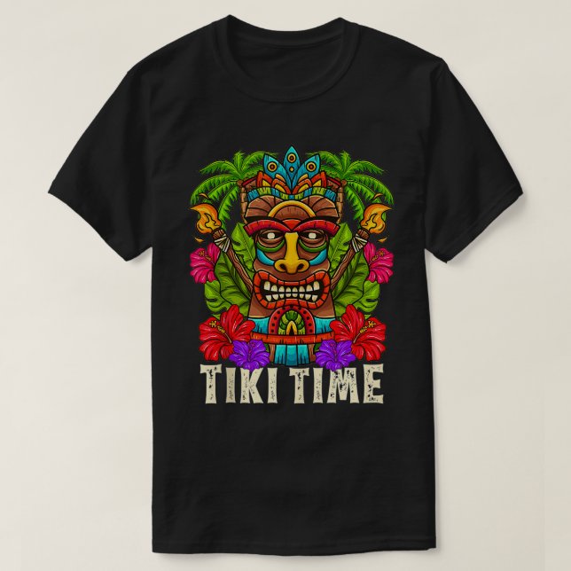 Tiki Hawaii Hawaiian Aloha Hula Surf Island Party T-Shirt (Design vorne)