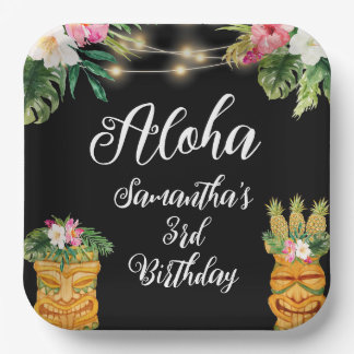 Tiki Hawaiian Aloha Tropical Birthday Luau Party Pappteller