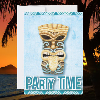 Tiki Hawaiian Luau Birthday Party Einladung