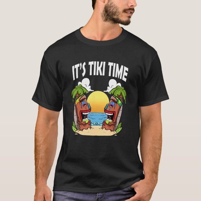 Tiki Head Es ist Tiki Time Tikis Hawaii Hawaii Lua T-Shirt (Vorderseite)