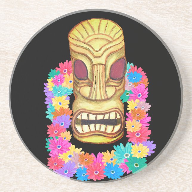 Tiki Head Hawaiian Lei Getränkeuntersetzer (Vorne)