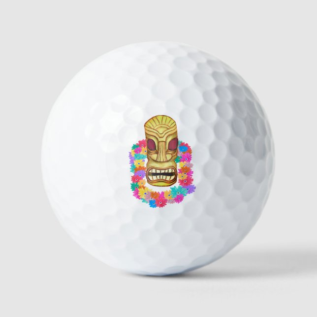 Tiki Head Hawaiian Lei Golfball (Vorderseite)