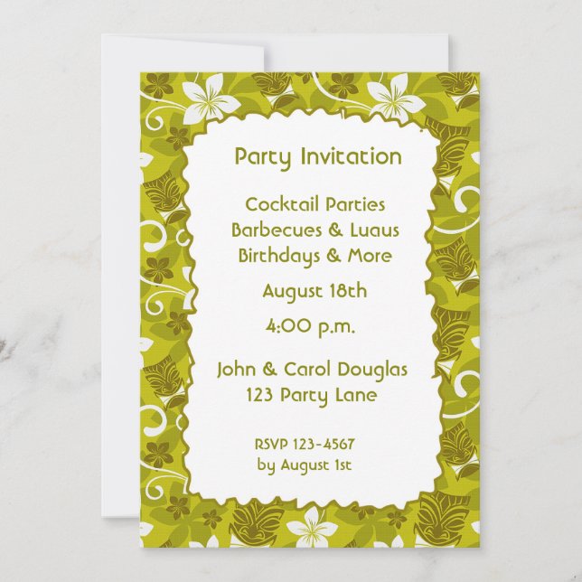 Tiki Hibiskus-Einladung Einladung (Vorderseite)