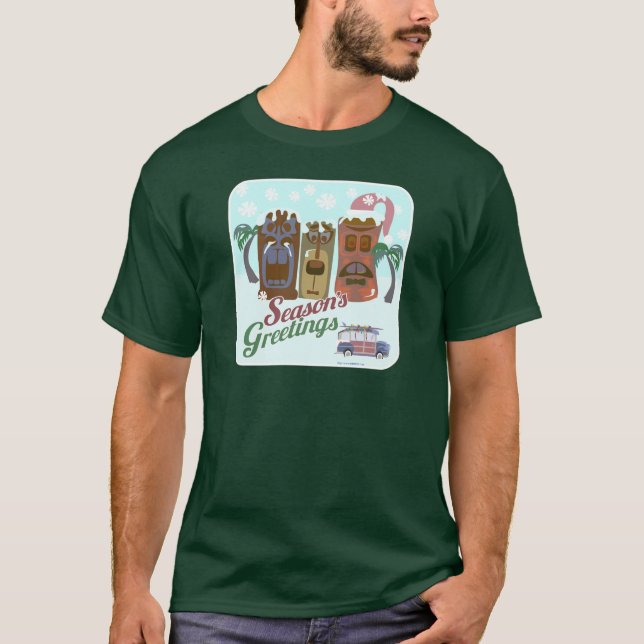 Tiki Holiday Mitte des Jahrhunderts Kultur Weihnac T-Shirt (Vorderseite)