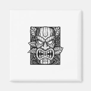 Tiki-Holzschnitt Polynesische Tropische Hawaiianis Magnet