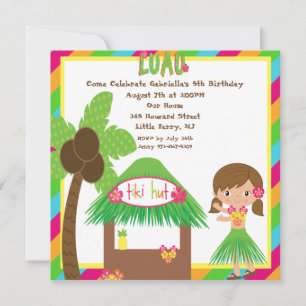 Tiki Hut Luau Platz Geburtstag Einladung
