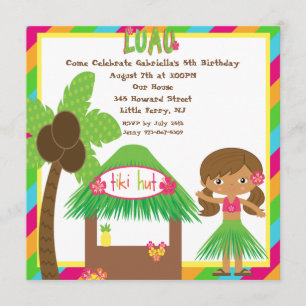 Tiki Hut Luau Platz Geburtstag Einladung