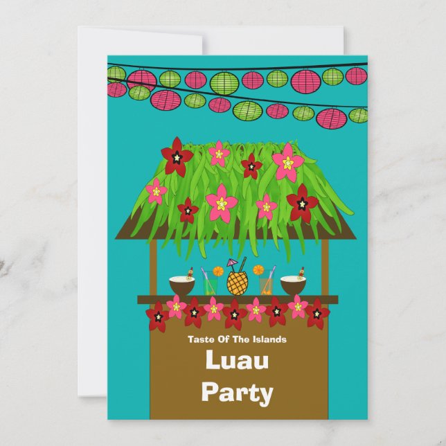 Tiki Hütte Aloha Luau PartyInvitation Einladung (Vorderseite)