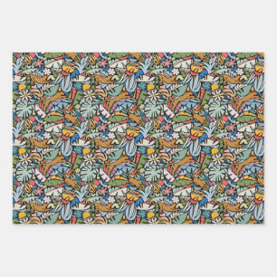 Tiki Jungle Wrapping Paper Flat Sheet Set 3 Geschenkpapier Set