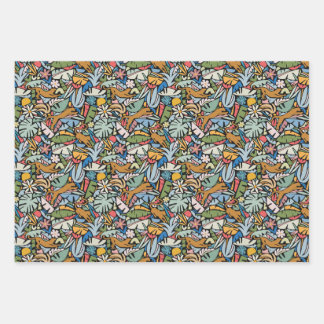 Tiki Jungle Wrapping Paper Flat Sheet Set 3 Geschenkpapier Set
