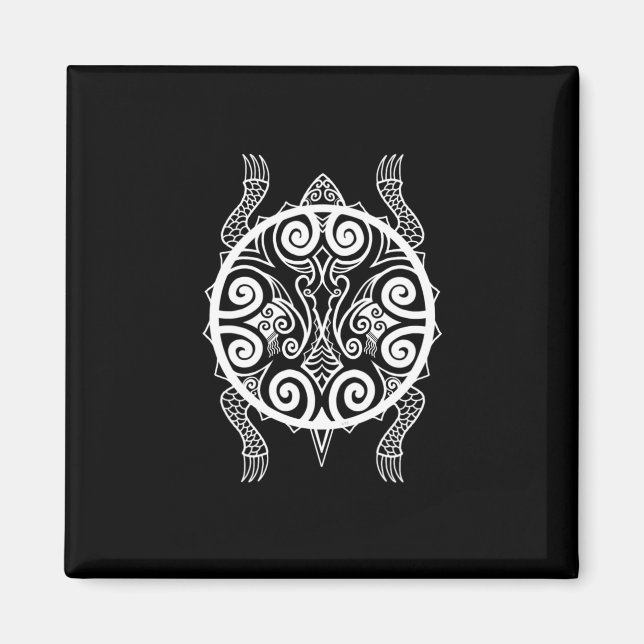 Tiki-Krieger-Schildkröten-Tattoo Magnet (Vorne)