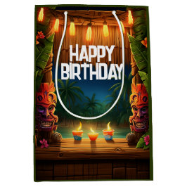 Tiki Luau Hawaiian Tropical Island Beach Geburtsta Mittlere Geschenktüte