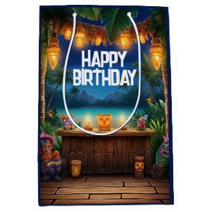 Tiki Luau Hawaiian Tropical Island Beach Geburtsta Mittlere Geschenktüte
